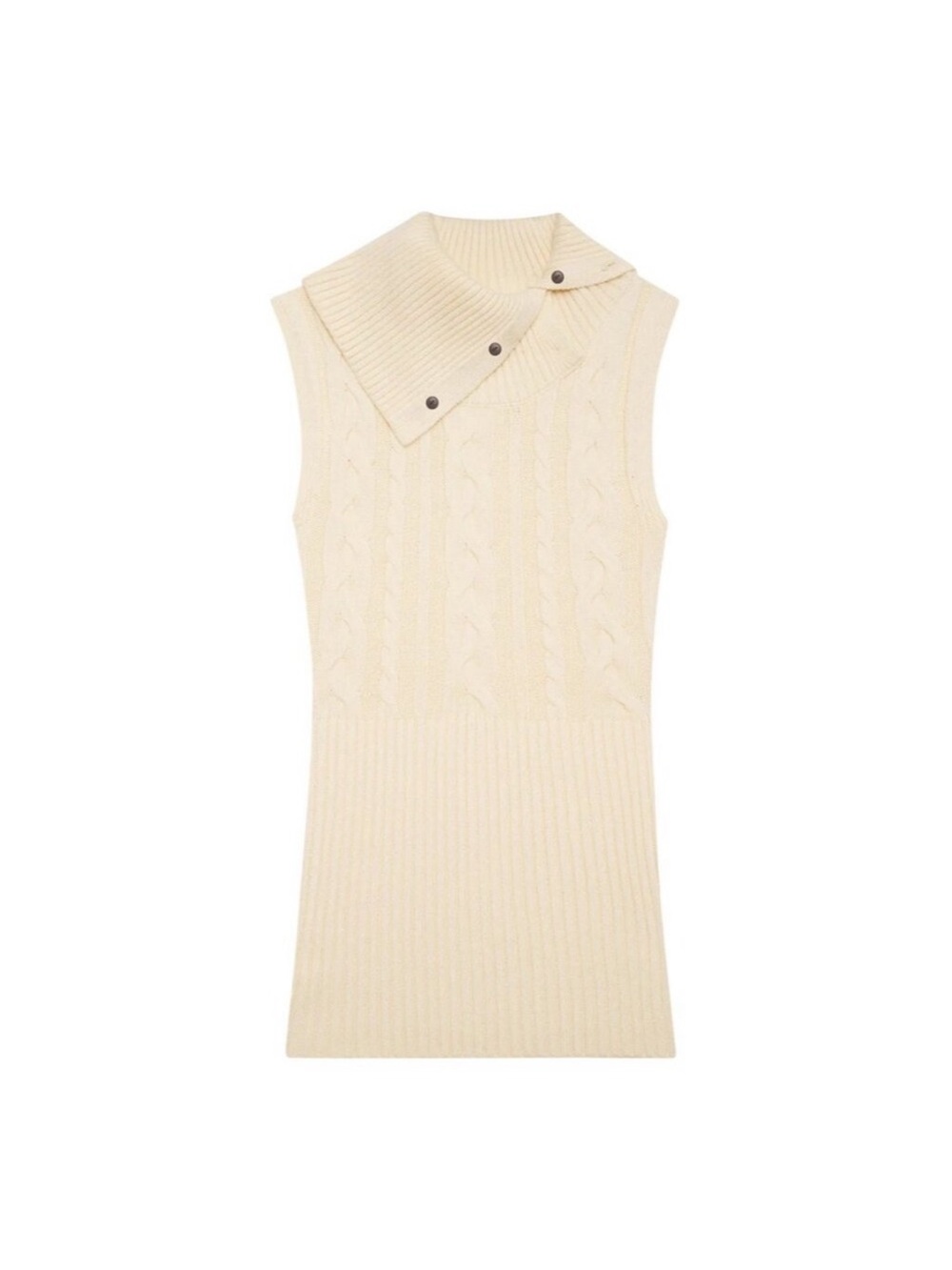 Frankie’s Bikinis Sleeveless Cable-Knit Sweater Dress French Vanilla